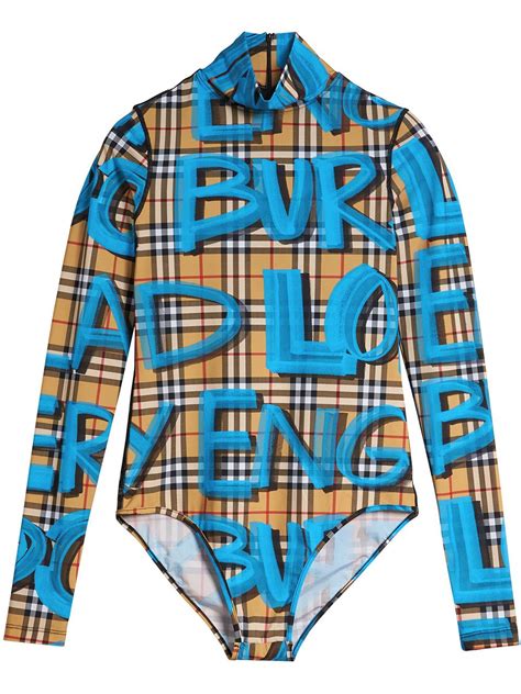 women's burberry bodysuit|Burberry blue graffiti bodysuit.